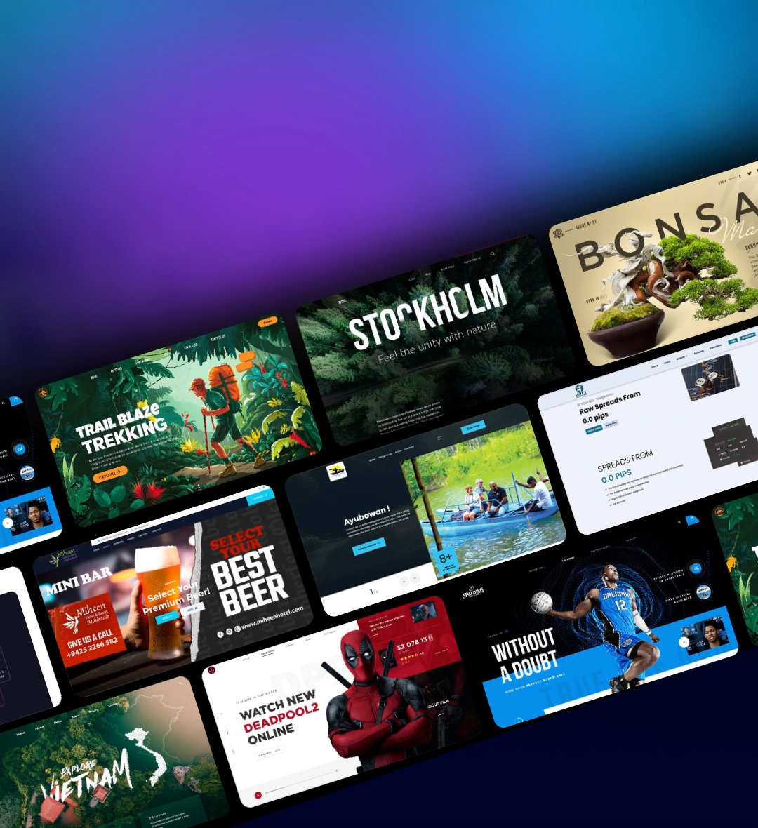 Background Image - diagonal Collage of projects 